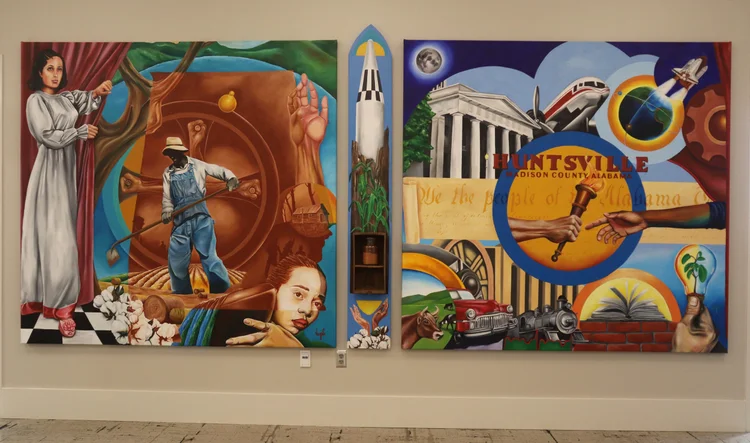 Clay-painted mural artwork from John "Jahni" Moore's